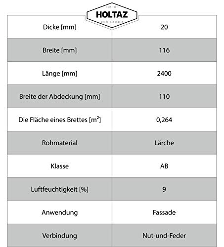 Holtaz Fassadenbekleidung Fassadentafel natürliches Lärchenholz Verkleidung Schalung Täfelung aus Holz Brett größe… – Bild 6