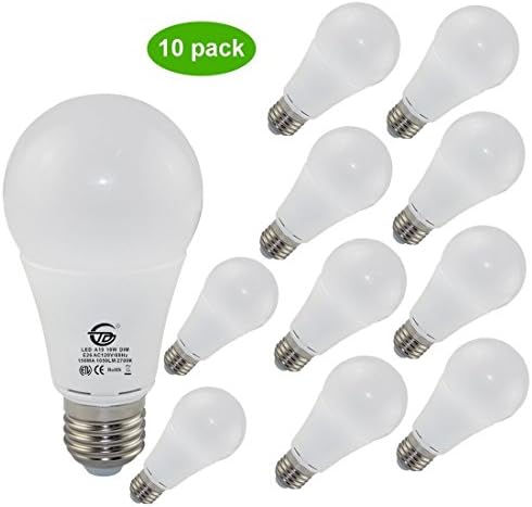AGOTD 10W Dimmable 2700K Soft Warm White LED Light Bulbs A19 E26/E27 100W Halogen Lamps Equivalent Indoor Energy Efficient Light Bulbs Pack of 10
