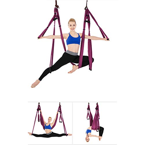 Yoga Hammock Fitness Swing Chair Yoga with Reverse Gravity Stretch Family Yoga Gym Sling Sling 5 2.8m (Color : Deep Purple)