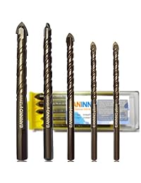 Eaninno Juego de 5 brocas de hormigón, brocas de carburo mejoradas para hormigón azulejos de cerámica ladrillo pared plástico madera cristal, herramienta de punta de martillo de instalación