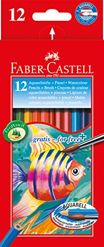 Faber-Castell Water Colour Pencils with Brush (Pack of 12 Pencils)