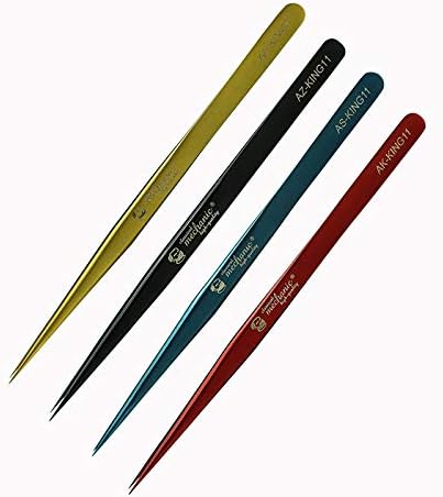 Ultra Fine Point Tweezers For Phone Repair, Micro Soldering Professional Strong Metal Long Stainless Steel Hand Tool Tweezer 4pcs one set