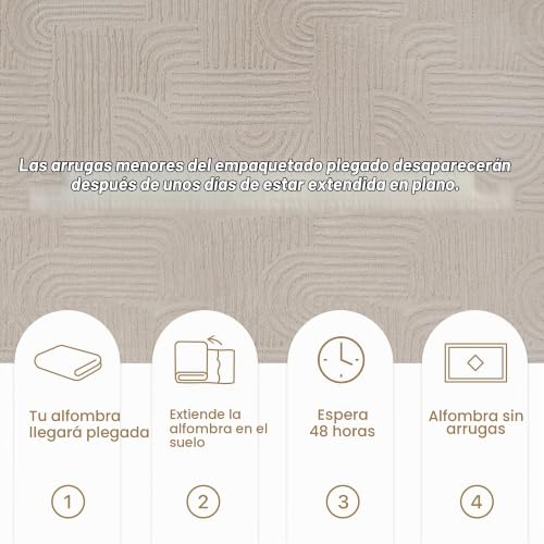BEIMO Modern Rug 120x160CM, Soft Short Pile Rug with 3D Effect, Washable and Non-Slip for Living Room, Bedroom, Kitchen, Hallway, Beige