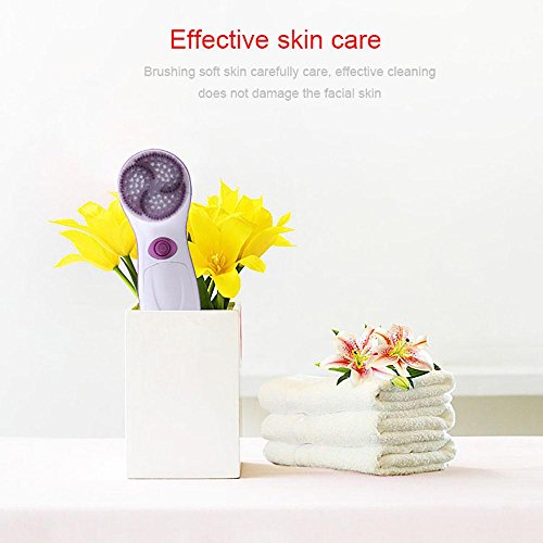 Pawaca 5 in 1 Electric Facial Cleansing Brush Kit with Case, 360 Degree Rotating Deep Clean and Exfoliating Spin Face Massager Skin Care Tool with 5 Replacement Attachments