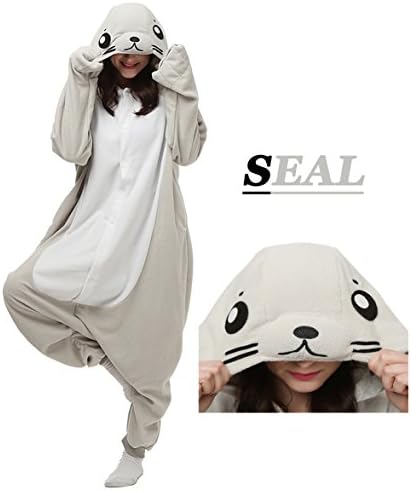 Unisex Adult Animal Onesie Kigurumi Pajamas Cosplay Costume (S, Seal Onesie)
