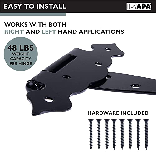 Ilyapa Metal Gate Hinges, 6 Pack Heavy Duty 6 Inch Decorative Outdoor