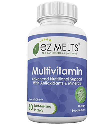 EZ Melts Multivitamin with Iron, Sublingual Vitamins, Vegan, Zero Sugar, Natural Cherry Flavor, 60 Fast Dissolve Tablets