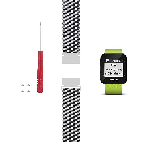 C2D JOY Compatible with Garmin Forerunner 30 and 35 Replacement Band with Screw and Screwdriver, Fashion watchband for Daily wear Soft, Breathable Metal Weave - Black/Red, Large - Thumbnail 2