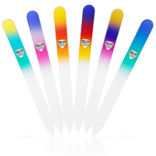 Glass-Nail-Files-for-Manicure-Nail-Care-Gently-File-Shape-Nails-with-Expert-Precision-Leaves-Nails-Smooth-Bona-Fide-Beauty-6-Piece-Tricolor-Premium-Czech-Glass-Files