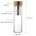 Life4u Fruit,Tea Infuser Borosilicate Glass Water Bottle with Neoprene Sleeve and Bamboo Lid,Portable Tumbler 17oz