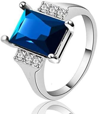 1PCS 925 Rings For Women Topaz Promise Princess Cut Gemstone Ring