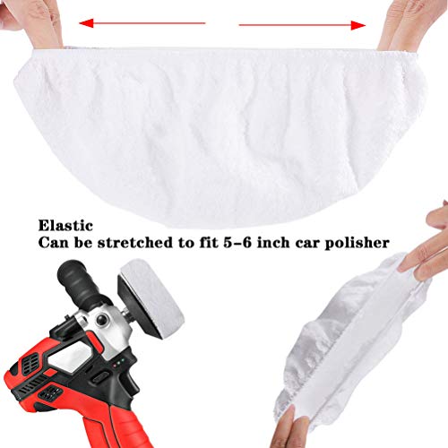 AUTDER 5 Inch & 6 Inch Car Polisher Pad Bonnet, Waxers Bonnet Set, Woollen+Cotton+Microfiber+Coral Fleece, 2 Pcs for Each, Pack of 8 Pcs