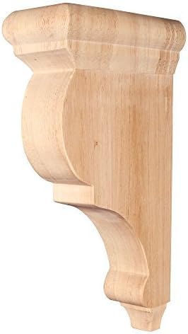 One Pair - Traditional Wood Bar Bracket Corbel - 3 x 6-1/2 x 12 (White Birch) by Wood Corbels