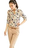 Women OL Carrer Tops Button Down Stand Collar Geometric Blouse shirts