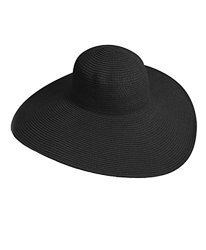 Eforstore Hats Big Beautiful Solid Color Floppy Hat Womens Wide Large Brim Folding Summer Sun Visor Straw Beach Cap
