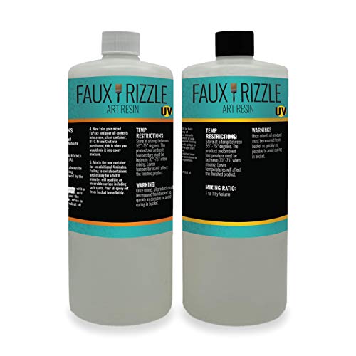 Faux Rizzle Art Resin UV - 2 Quarts Total - UV Resistant, Clear Resin to be Poured Over Art, Tumblers, etc. - Non-Toxic and Easy Application