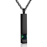 Loybora Square Crystal Bar Cremation Urn Necklace Holder for Ashes Stainless Steel Ashes Memorial Keepsake Cremation Jewelry Black Square Zircon Bar Memorial Pendant Necklace for Women Men