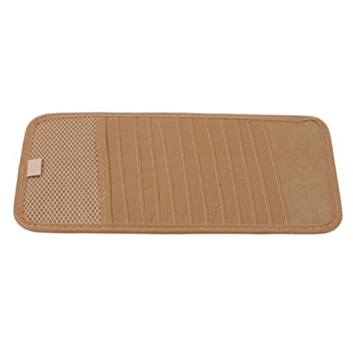 GUAngqi Car Sun Visor Sunshade CD DVD VCD Disc Sleeve Wallet Storage Case Holder Clipper Bag Pocket 12 Slot Car Notes Pouch Card Storage Bag Visor Case Organizer,Beige - Thumbnail 3