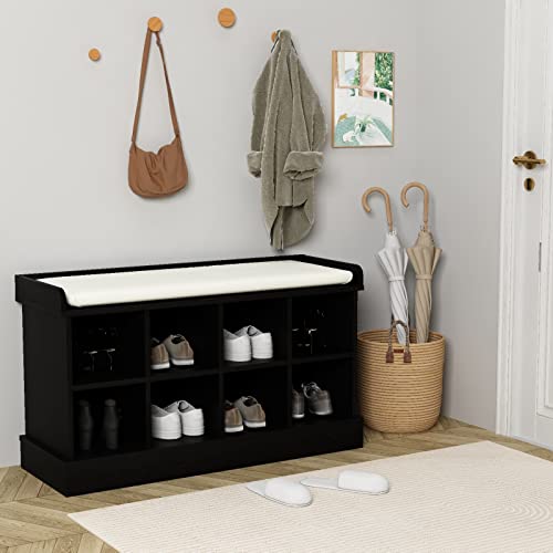 love furniture Shoe Bench, Shoe Storage Bench with 8 Compartments and
