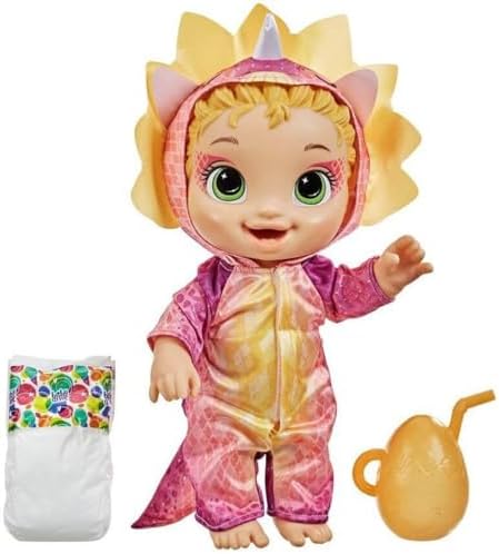 Baby Alive Dino Cuties Doll, Triceratops, Doll Accessories, Drinks