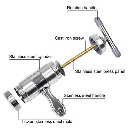 Stainless Steel Manual Pasta Machine Noodle Maker with 5 Noodle Mould