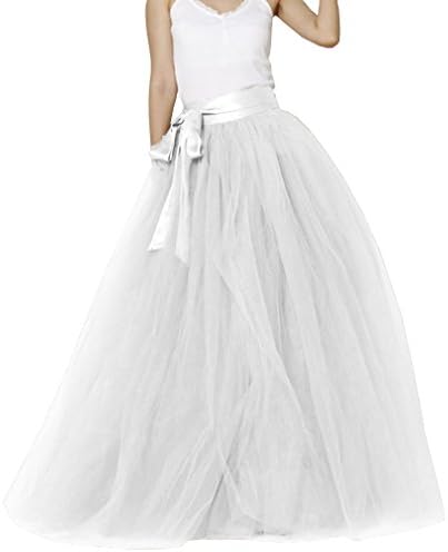 Women's A-line Maxi Floor Length Tulle Bridal Sash Skirt