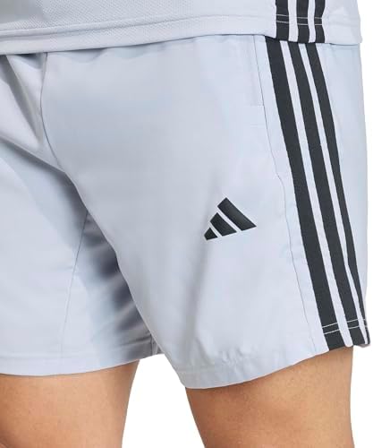 Uomo Workout Essentials Base 3 Stripes Woven Short 7 Inches Shorts, Halo Silver/Black, XS