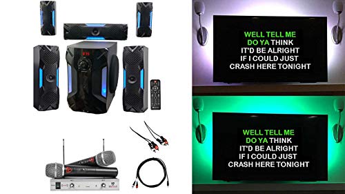 Rockville Bluetooth Home Theater Karaoke Machine System w/8″ Sub + Wireless Mics