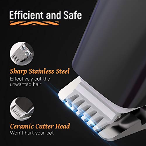 Dog Grooming Clipper, Cat Clipper Pet Hair Trimmer, Rechargeable Wireless Design Low Noise Electric for Hair Around Face, Eyes, Ears, Paw, Rump