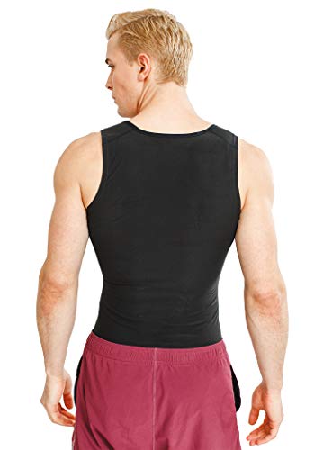 Sweat Shaper Men's Premium Workout Tank Top Slimming Polymer Sauna Vest for Weight Loss Tummy Fat Burning ,Black - Thumbnail 2