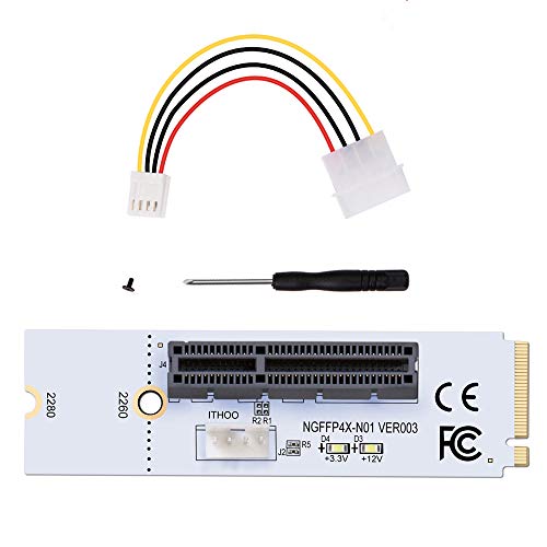 EXPLOMOS M.2 Key M NGFF to PCI-E 4X Adapter Card, 4 PIN Power Cable (2 Pack)