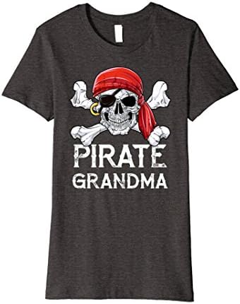 Womens Pirate Grandma T shirt Jolly Roger Skull &amp; Crossbones Flag XL Dark Heather