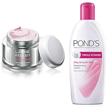 Lakme Perfect Radiance Fairness Day Creme 50 g & Pond's Triple Vitamin Moisturising Body Lotion, 300ml
