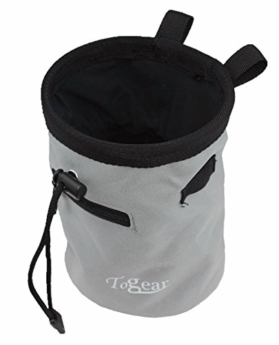 Togear Chalk Bag for Rock Climbing, Weightlifting, Bouldering & Gymnastics Workout Accessories, Quick-clip Belt with Two Aluminium Carabiner Key Chain Clip Hooks (Gray-1)