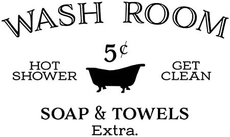 Wash Room Hot Shower Get Clean Soap &amp; Towels Extra Bath Vinyl Wall Decal by Wild Eyes Signs, Bathroom Decor, Washroom Door Sign, Washroom Sticker, HH2213