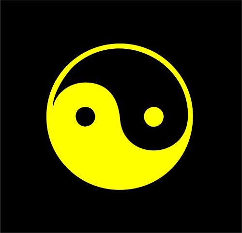 YIN YANG - ASIAN - DECAL STICKER 4" X 4" (COLOR YELLOW) CUTE FOR WINDOWS, CARS, TRUCKS, NOTEBOOKS AND MOER!