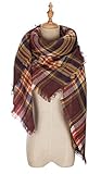 VIISHOW Plaid Blanket Thick Winter Scarf Tartan Chunky Wrap Oversized Shawl Cape
