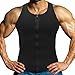 HOPLYNN Men Sauna Vest for Weightloss, Neoprene Waist Trainer Hot Corset Compression Sweat Vest Body Shaper, Zipper Slimming Tank Top Workout Shirt