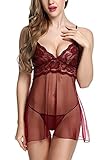 OnlyFuns Women Babydoll Sexy Lingerie Transparent Sleepwear Lace Chemises Outfit