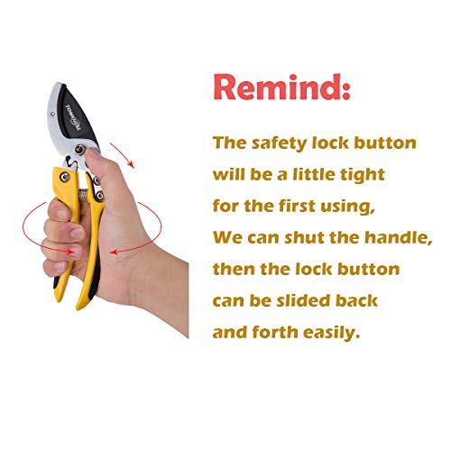 TOMORAL Professional SK-5 Steel Blade Anvil Pruning Shears(TM-PS-001), Cushion Shock Absorber Design, Ergonomically Design Handle. - Thumbnail 4