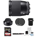Sigma 16mm f/1.4 DC DN Contemporary Lens for Sony E-Mount with 64GB Extreme PRO Bundle