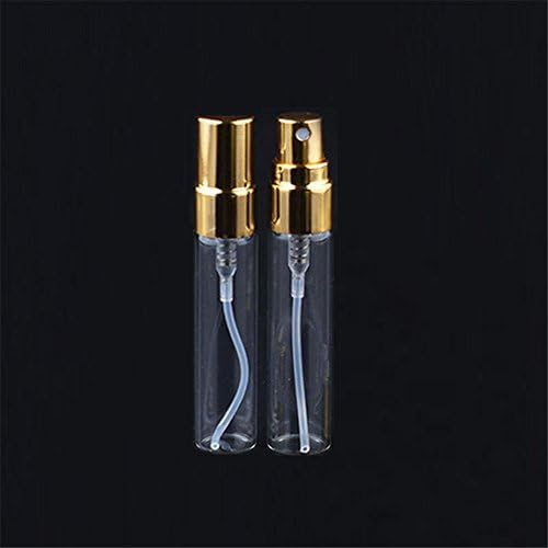 YOUZUO 5ml Empty Refillable Perfume Atomizer Spray Liquid Glass Bottle Container (Pack of 2, Gold)