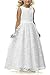 A line Wedding Pageant Lace Flower Girl Dress with Belt 2-12 Year Old (Size 8, White)