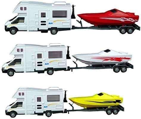 Toyland® 35cm Plastic Motorhome & Speedboat With Trailer Model Toy