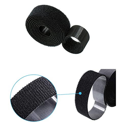 Joojus Reusable Nylon Fastening Tape Cable Ties Double Side Hook and Loop Straps Wires Cords Organizer Roll for Home Office(11 Yard, Black)