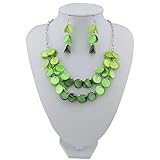 Bocar 2 Layer Statement Choker Shell Necklace and Earring Set for Women Gift