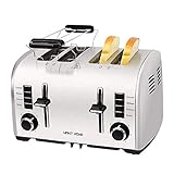 Toaster 4 Slice, Retro Small Stainless Steel Toaster with Bagel, Cancel, Defrost Function, Reheat Extra Wide Slot Compact Bread Top Rated Best Prime Toasters for Bread Waffles Small Retro Toaster Oven
