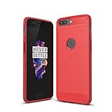 OnePlus 5 Case, Mangix [Scratch Resistant] Super Lightweight Ultra Slim Thin Carbon Fiber Scratch Resistant Shock Absorption Soft TPU Protective Cover For OnePlus 5 A5000 (Red)