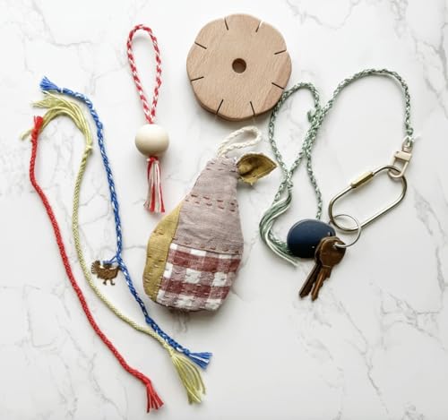 Grow Creative Kumi Wheel, Kumihimo Braided Bracelet Making Kit, Natural Materials - Wooden Disk, Cotton Embroidery Threads, Loom Jewelry Making Arts and Crafts Kit