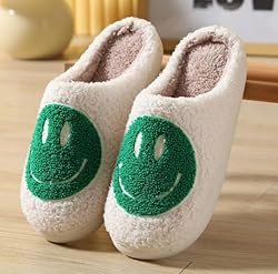 rosyclo Smile Face Slippers Retro Soft Plush Cozy
